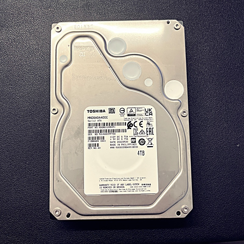 【中古】東芝 NASハードディスクドライブ3.5インチ 4TB MN08ADA400E (使用時間7298h)の画像1