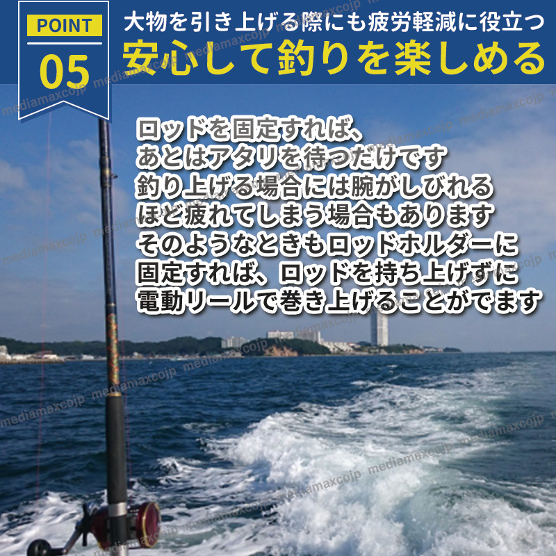 ロッド ホルダー スタンド 竿立て 竿置き 釣竿 3連 船 釣り ボート フィッシング 漁船 ヨット 釣り船 電動リール 壁面セット 黒 2個組の画像7