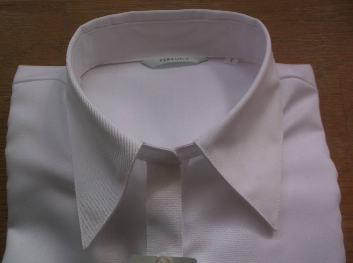 送料無料 新品 PERSON'S SUIT STYLE  スキッパーカラー長袖ブラウス 7号 白 パーソンズ 洋服の青山 綿100％ 就活 入学式の画像2