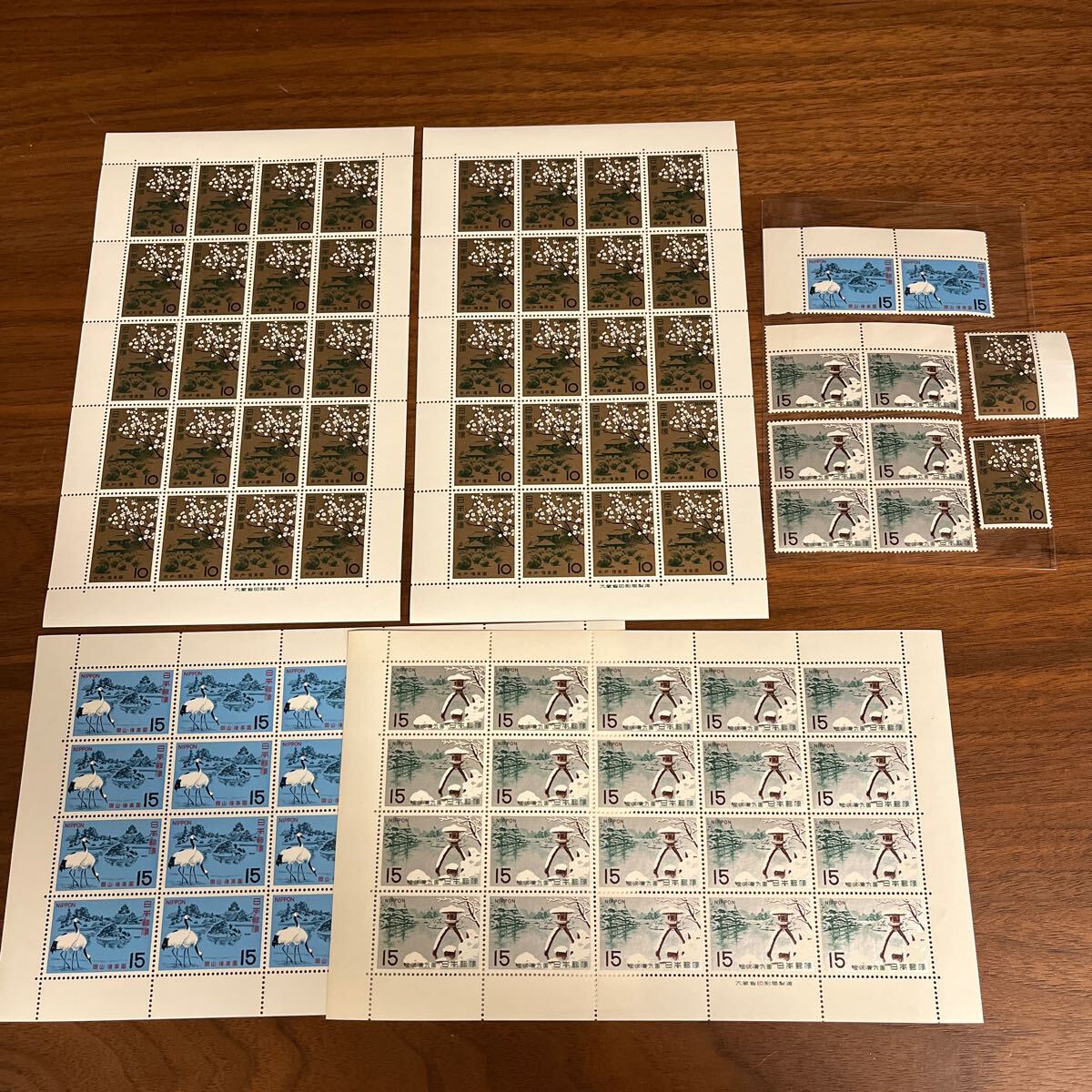 切手 名園シリーズ 全3種 完 4シート+10枚 額面1,140円 1966 1967_画像1