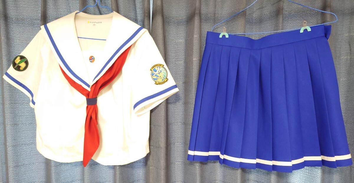 COSPATIO コスパティオ 横須賀女子海洋学校制服 ジャケットセット(XXL)、スカート(XL)、晴風 艦船章＆主計科ワッペン ハイスクールフリートの画像1