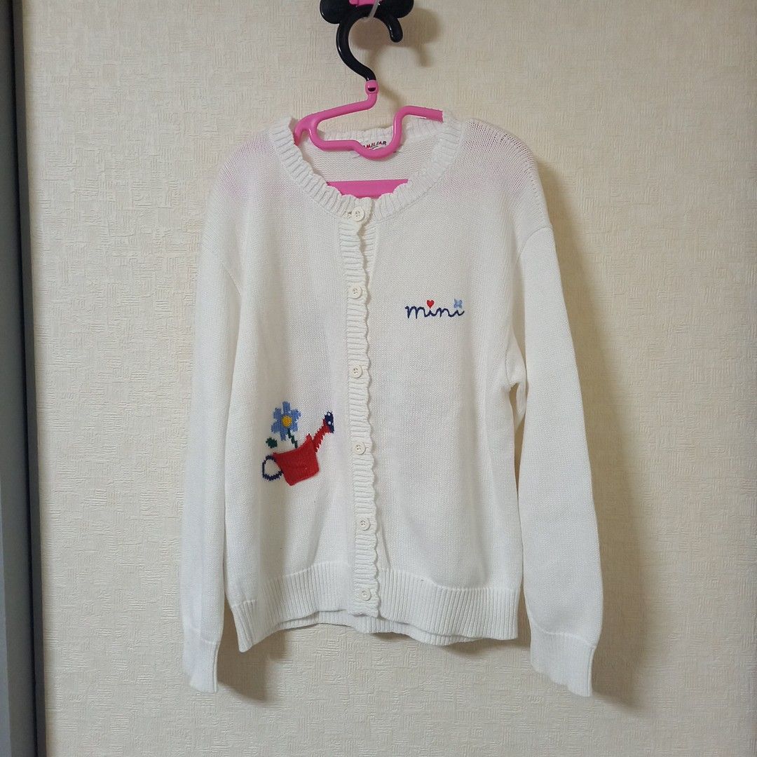 旧タグ　レトロ　ファミリア　カーディガン　刺繍　ホワイト セーター