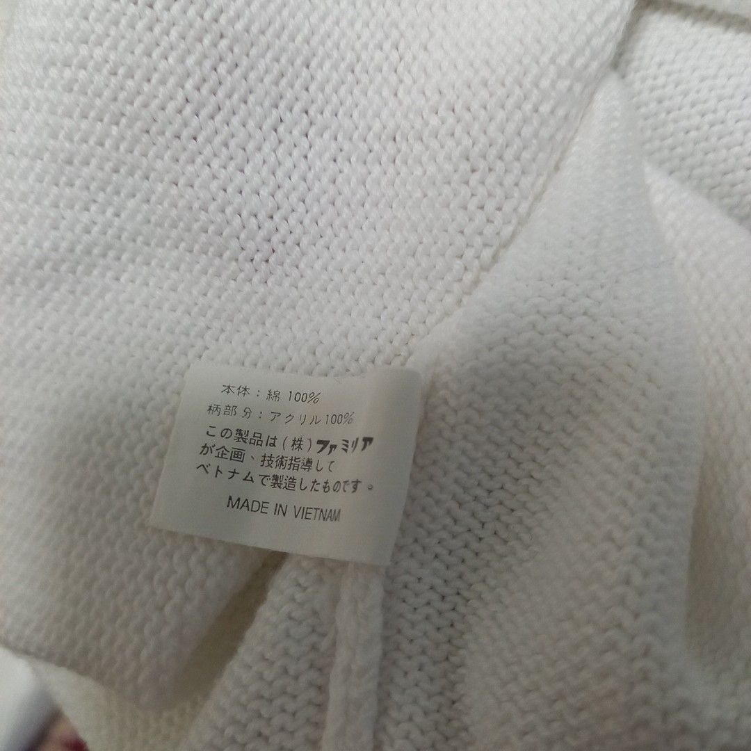 旧タグ　レトロ　ファミリア　カーディガン　刺繍　ホワイト セーター