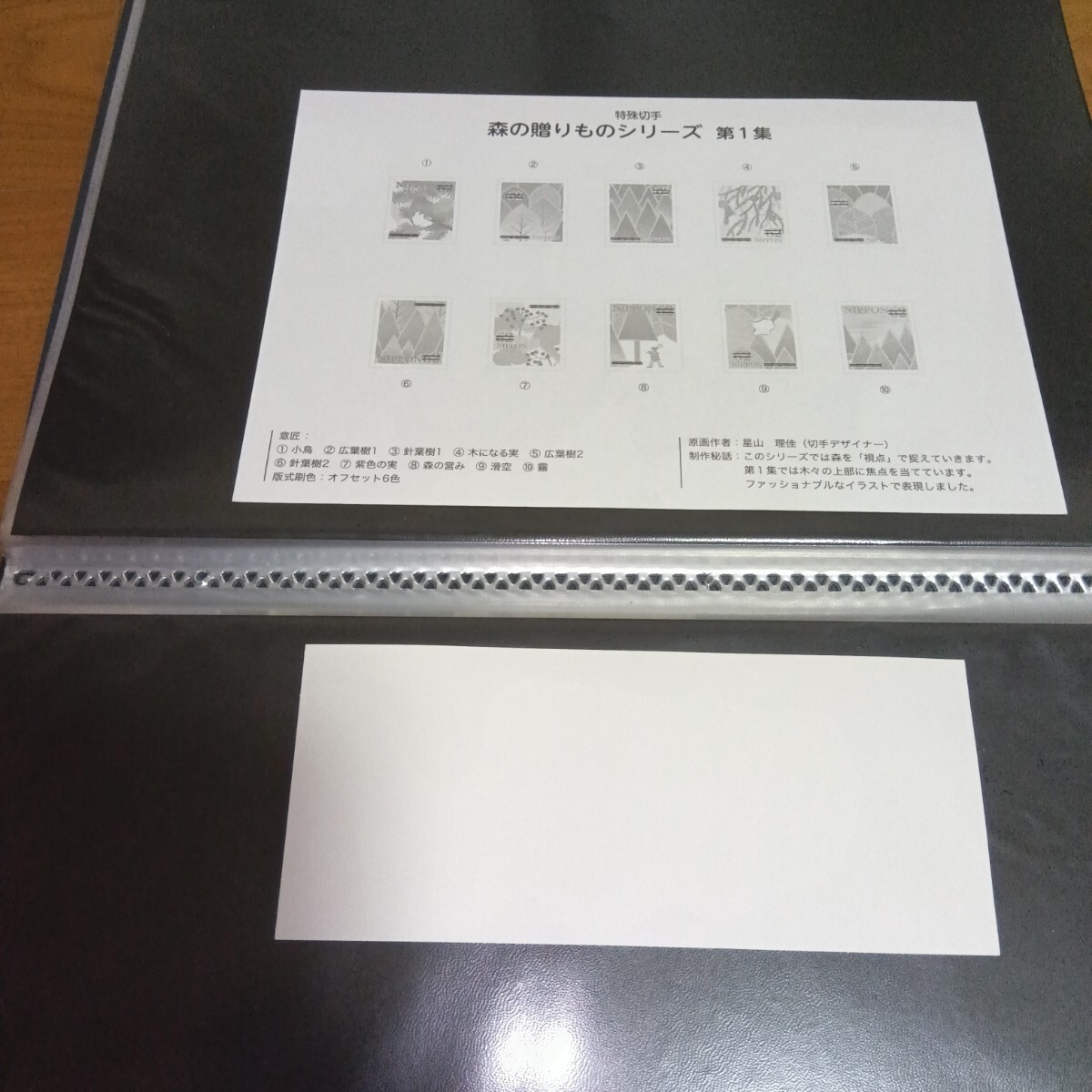 【未使用】シール式切手シート 森の贈りもの 第1集〜3集まで6シート 額面総額4350円 +解説書4種4枚の画像3