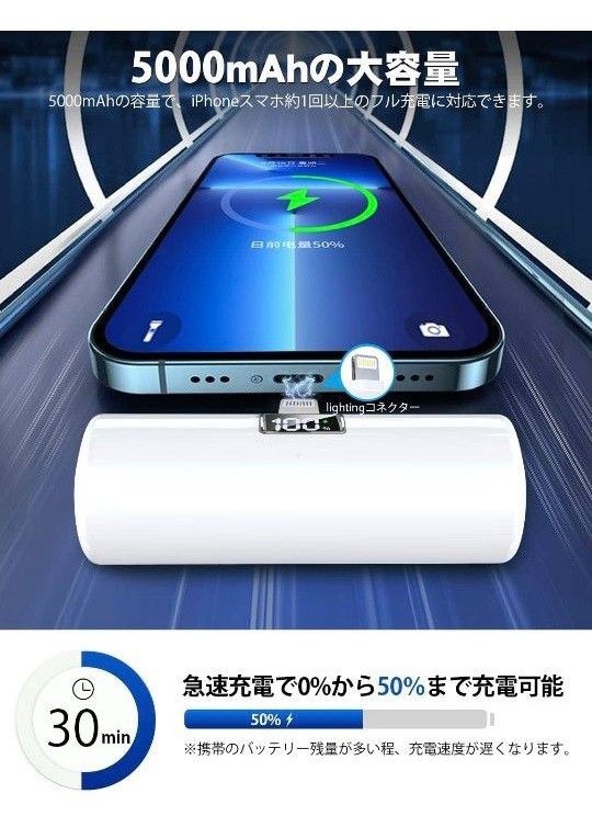 モバイルバッテリー 軽量 小型 iphone 5000mAh