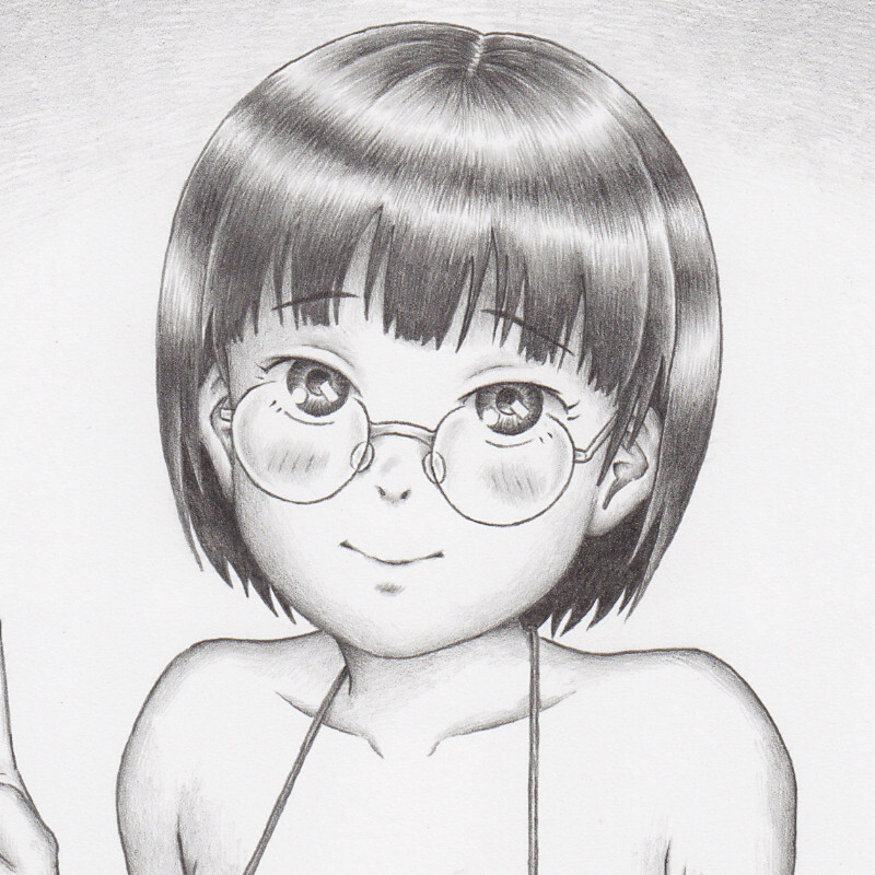 【poor】手描きイラスト オリジナル 「小さな水着の女の子 (２)」 B5サイズ 鉛筆画の画像1