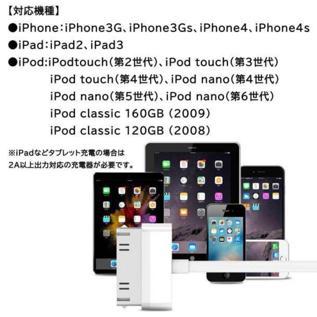 旧型 iPhone iPad iPod 充電器 充電 ケーブル USB 白 1ｍの画像5