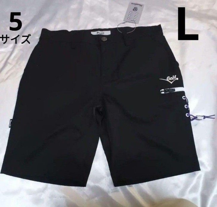 ラッセルノ Russeluno Golf ハーフパンツ 5サイズ　L　黒　スカル Russelno  ショートパンツ 春夏ゴルフ