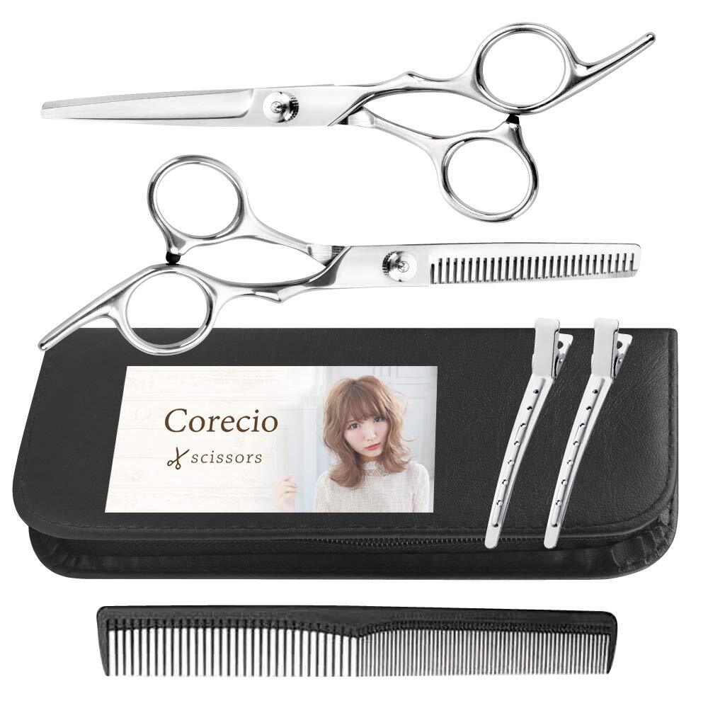 Corecio 散髪 はさみ セット ステンレス製 調整してお届け セルフ ヘア カット ハサミ すきバサミ キッズ 髪 美容 理容_画像8