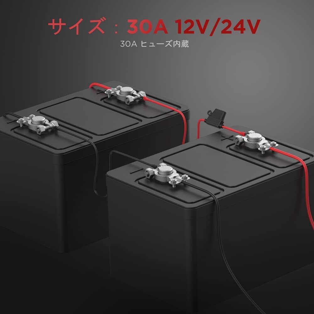 Iarlion バッテリー 並列 接続 ケーブル 丸端子 R4-10 インバーター 並列 ケーブル 電気機器用ビニル絶縁電線 KIV線ケーブル 赤・_画像2