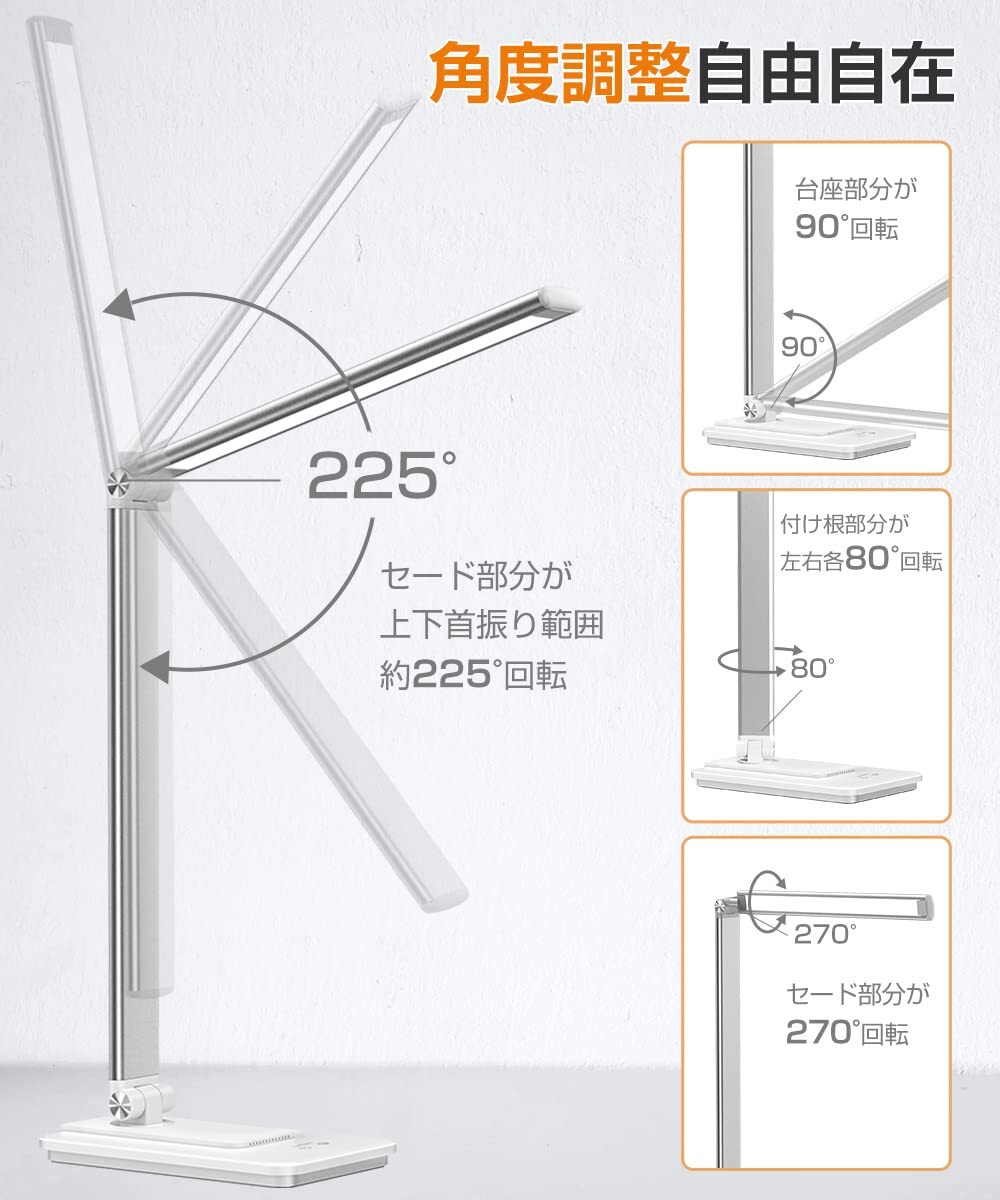 【2024新登場・省エネ＆目に優しい】 デスクライト 明るい ledライト 照明 無段階調光 5段階調色 高輝度 スタンドライト デスク ライト U_画像5