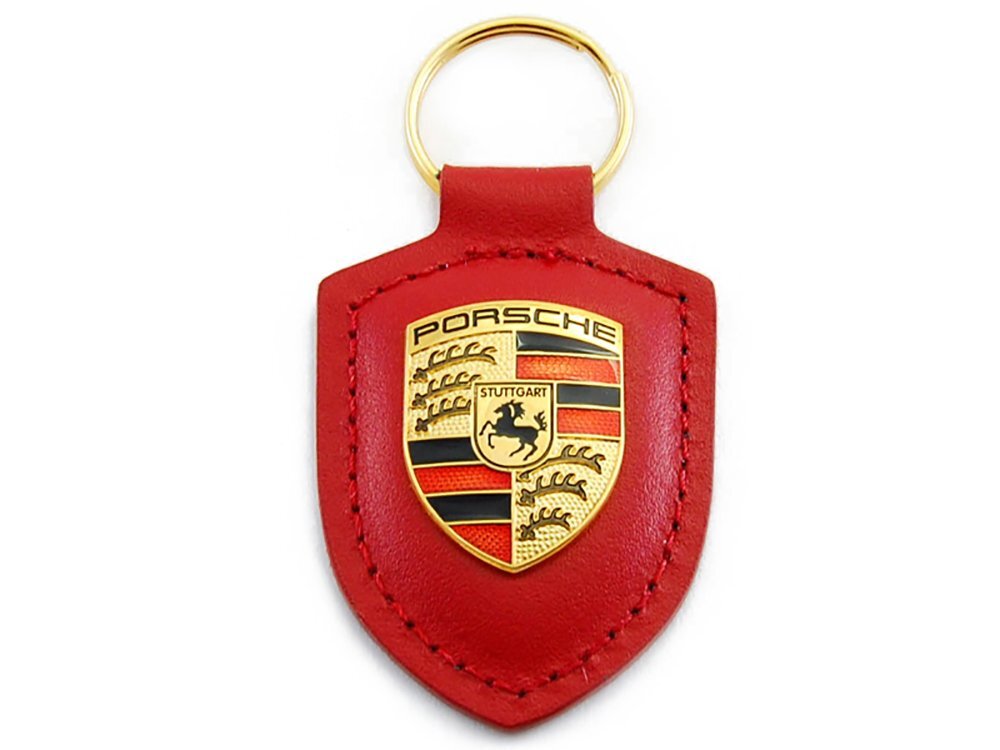 【ポルシェ純正】 ポルシェ クレストキーホルダー レッド PORSCHE ポルシェデザイン_画像1