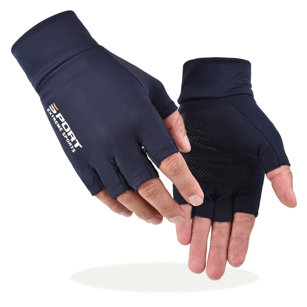 [SCOLORKI] men's glove spring for summer cold sensation gloves thin UV cut sunscreen finger ..5ps.@ cut . slip prevention smartphone operation stretch speed .. fishing 