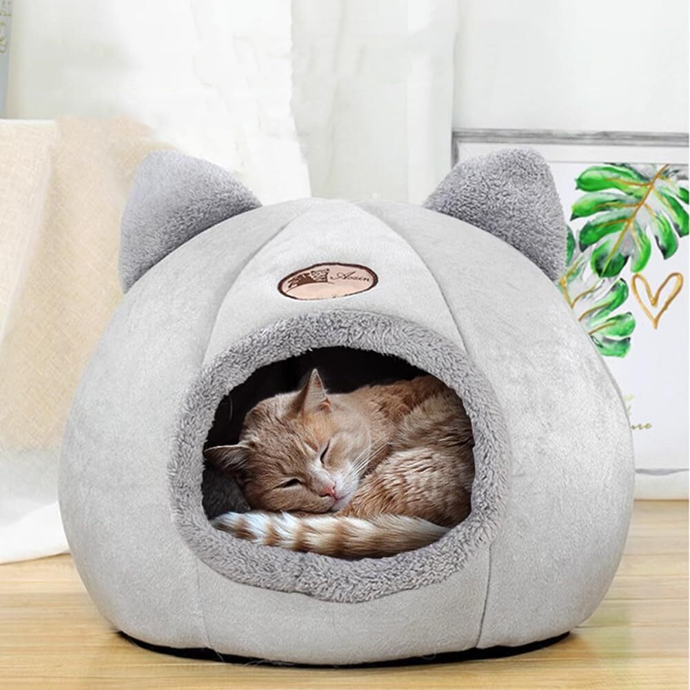 Nikuwaxi 猫ベッド 猫ハウス ペット用寝袋 キャットハウス ドーム型 暖かい ふわふわ 休憩所 軽量でポータブル寝床 冬用 ぐっすり眠れる_画像7