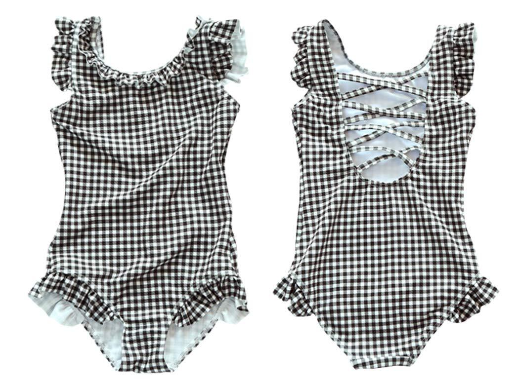 [Teddy] child swimsuit girl One-piece Kids shoulder frill 110 120 130 140 150cm kids310-A (A: black,