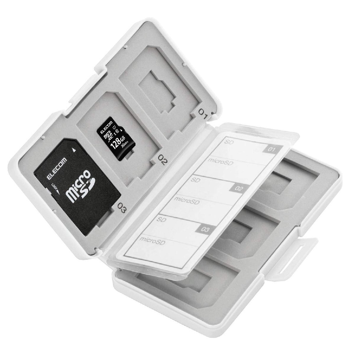 エレコム メモリカードケース SD ケース プラスチック SD6枚 + microSD6枚収納 ホワイト CMC-SDCPP12WH_画像1