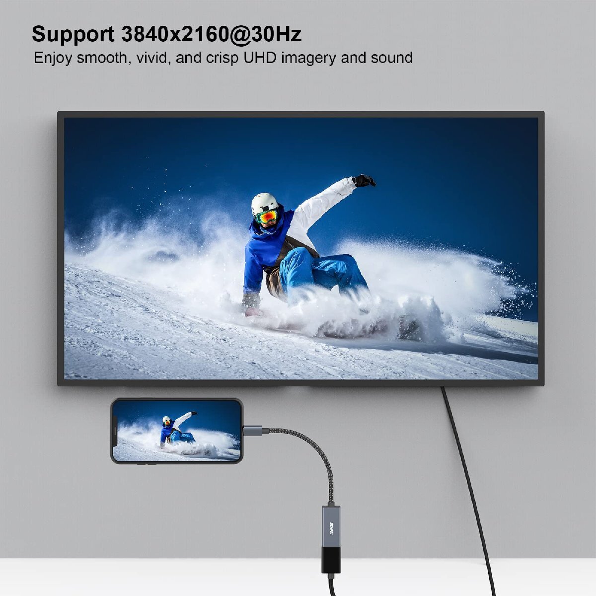 BENFEI USB C - HDMI 変換アダプタ 4K USB Type-C HDMI アダプタ [Thunderbolt 3 / 4] 互換タ_画像5