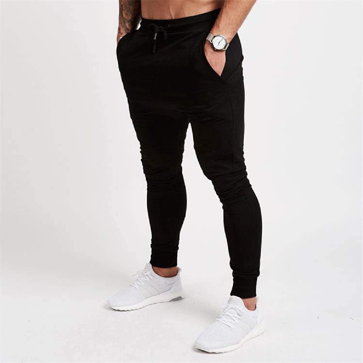[Manatsulife] men's training pants Jim jogger pants fitness slim sweat pants long pants plain K02 (