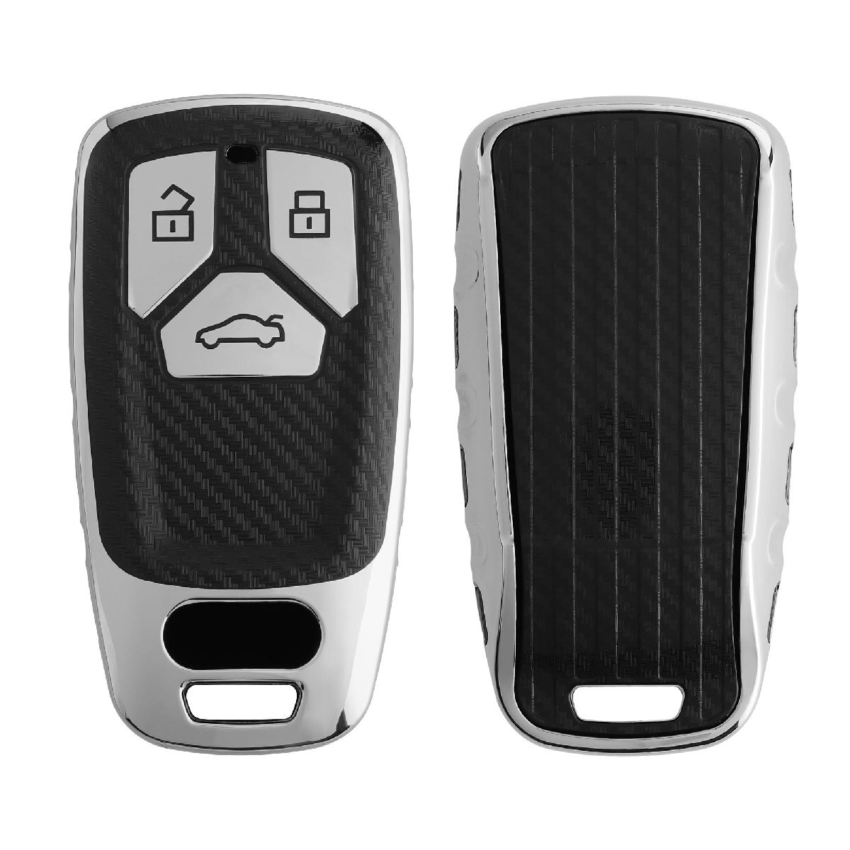 kwmobile キーカバー 対応: Audi 3-ボタン 車のキー Smart Key (Keyless Go 対応機種のみ) キーケース - 鍵_画像1