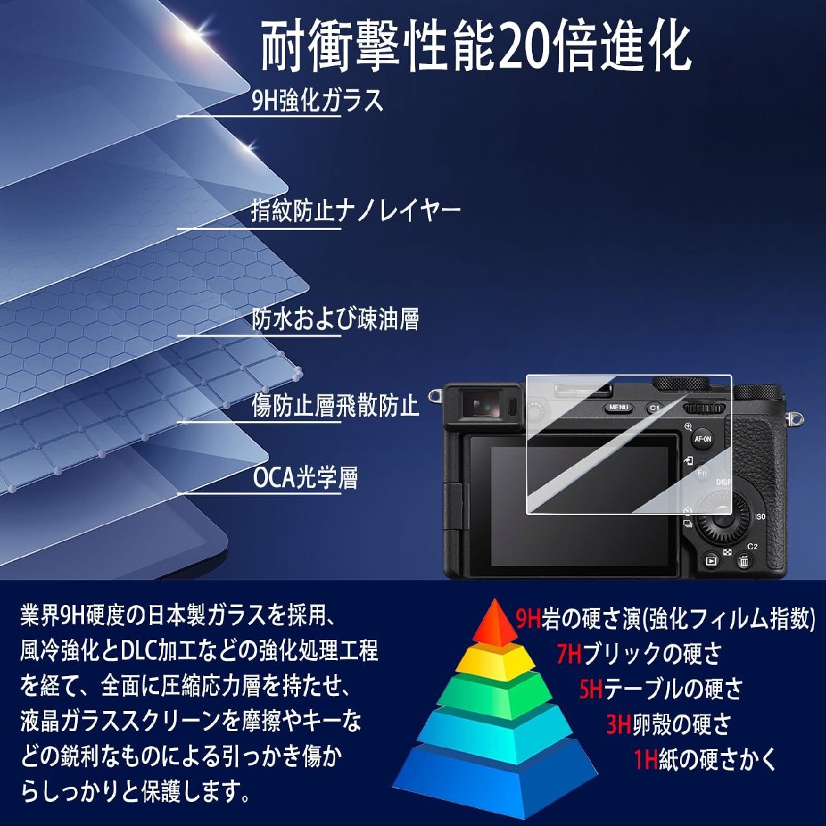 対応 SONY α7CR |α7C II | α7 IV | α6700 | VLOGCAM ZV-E1 ガラスフィルム DGF3-SA7CR フィ_画像6