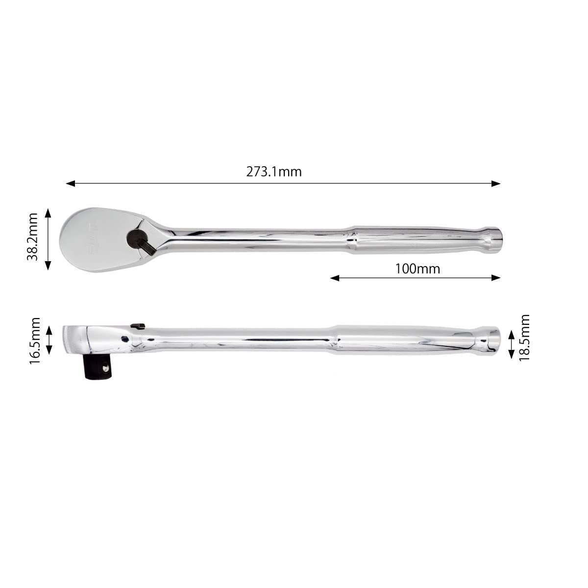 PWT ラチェットハンドル ソケットレンチ 差込角 12.7mm 1/2インチ 長さ10インチ 90枚ギア SRH12SH10_画像6