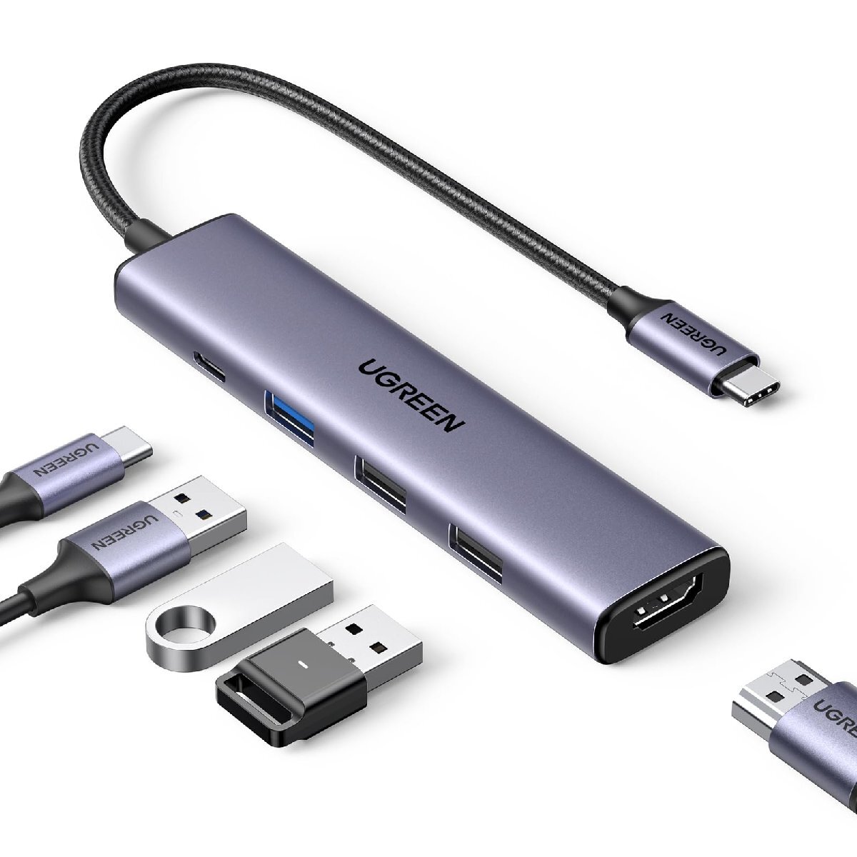 UGREEN Revodok 105 USB Cハブ 5-IN-1 HDMI 出力USB ハブ Type-C 100W PD急速充電 1*USB3._画像1
