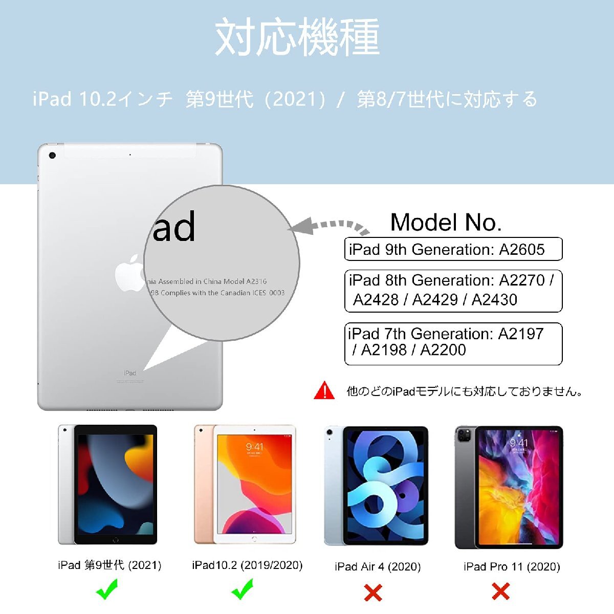 Maledan iPad 9世代 ケース 2021 第8/第7世代 カバー 2020/2019対応 クリア 透明 アクリル ペンホルダー付き スタン_画像2