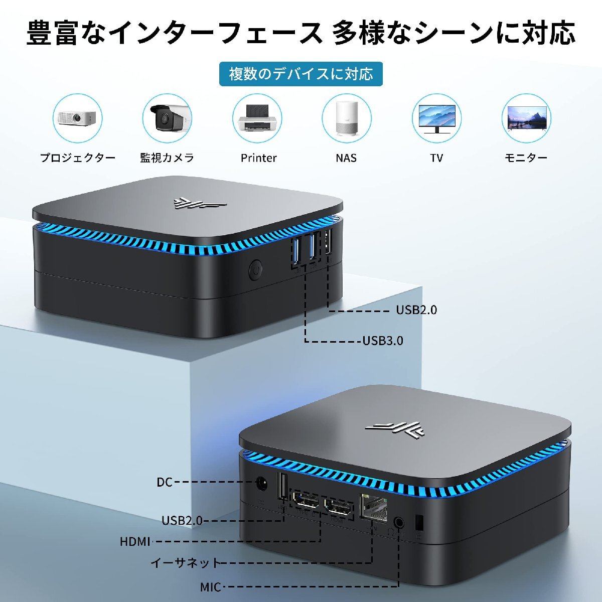 ミニpc 最新第12世代 n95 ミニpc動作より安定 2023新版 最大3.4GHz mini pc 4C 4T 16GB換装可 8GB 256G_画像4