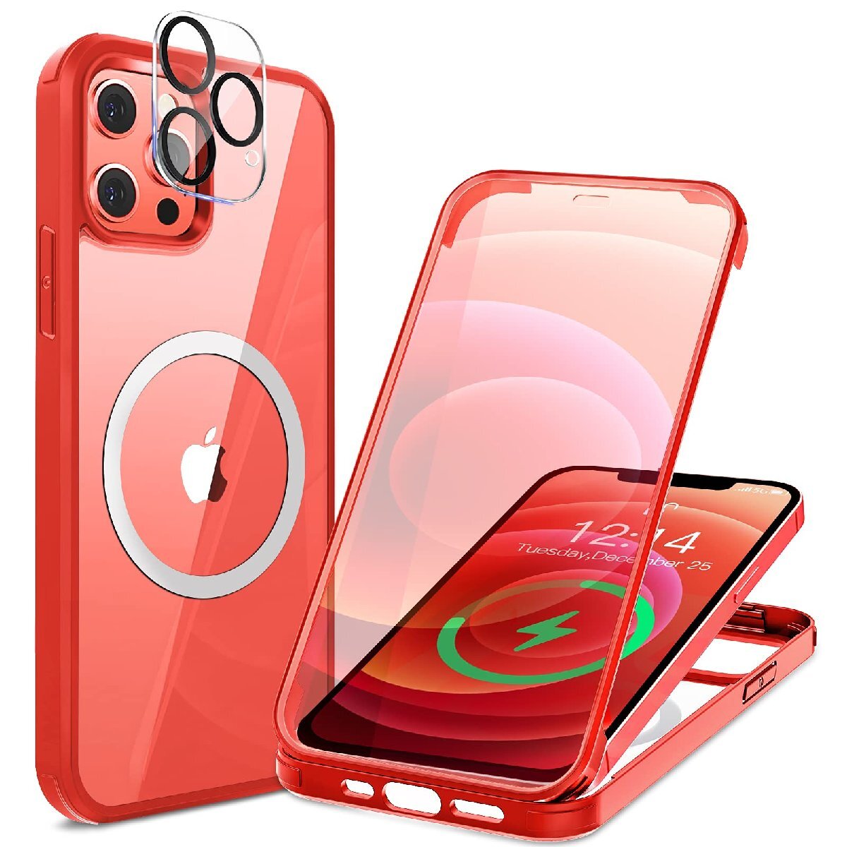 HAUTRKBG iPhone 13 Mini 用 ケース クリア 両面強化ガラス 全面保護 [MagSafe対応] [カメラフイルムを贈] [鋭敏_画像1