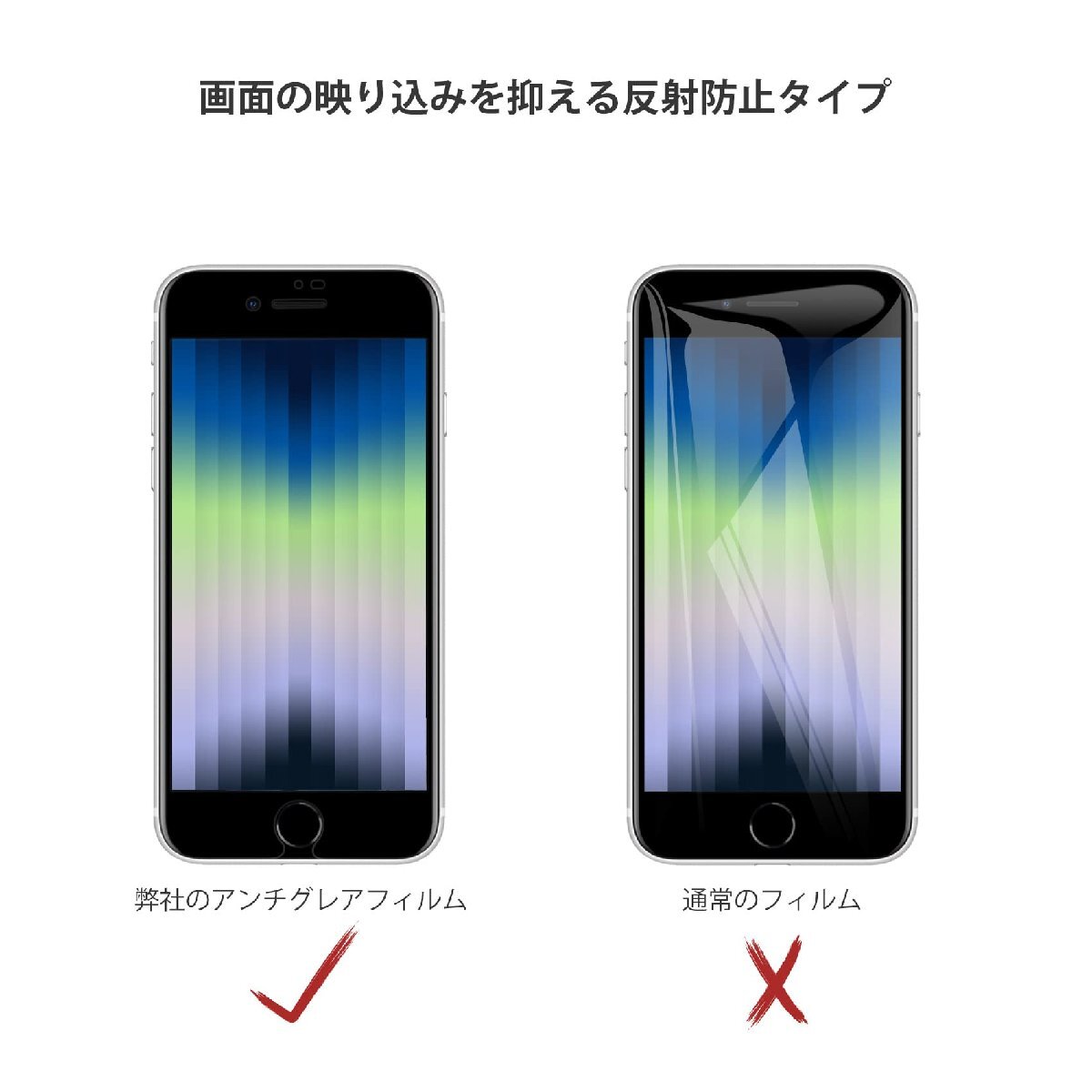 アンチグレア NIMASO 強化ガラスフィルム iPhone SE 第3世代 用 (2022) / SE2 / iPhone8 / 7 用 全面保護_画像3