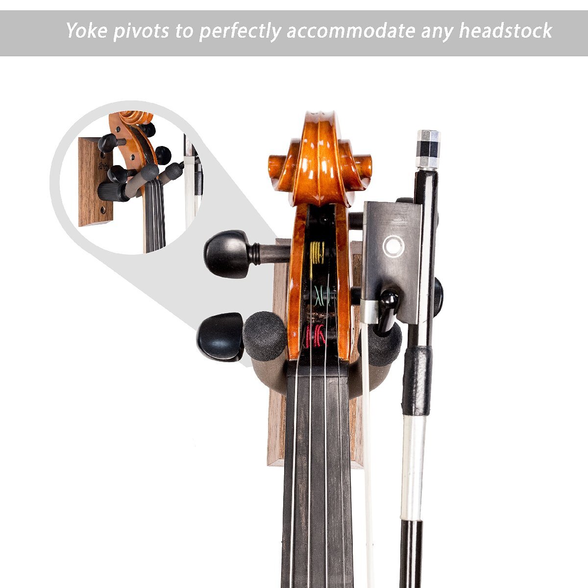 String Swing - CC01V-BW 硬材製バイオリン用壁掛けハンガー 自宅＆スタジオ用 - ブラックウォールナット_画像2