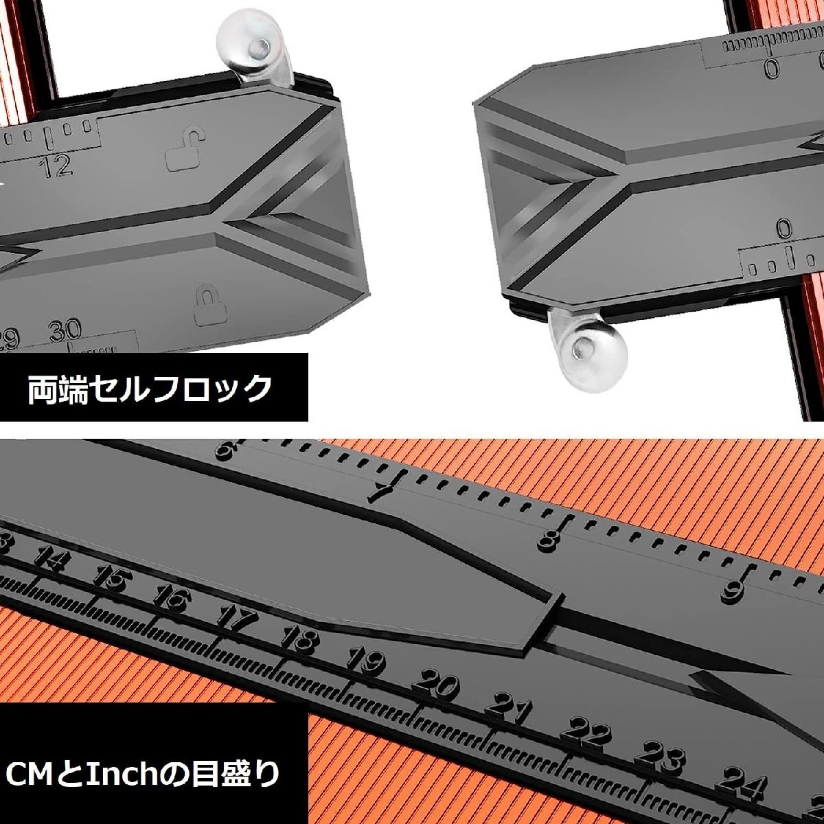 siawadeky 型取りゲージ 30cm 12インチ コンターゲージ 両端セルフロック 測定ゲージ 高精度 輪郭コピー 曲線定規 DIY用測定工具の画像3