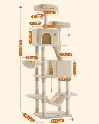 FEANDREA キャットタワー 大型猫 多頭飼い 段差あり 登り降りしやすい 運動不足解消 転倒防止 206cmPCT190M01_画像7
