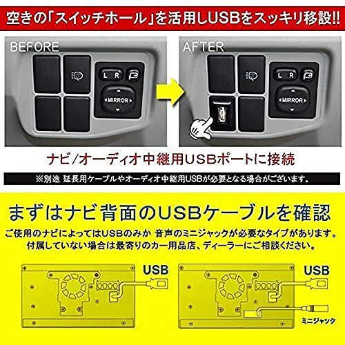 USB入力ポート ナビ オーディオ 接続通信パネル TOYOTA トヨタ車系用 タイプA ケーブル長さ25cm(トヨタ-タイプA)の画像3