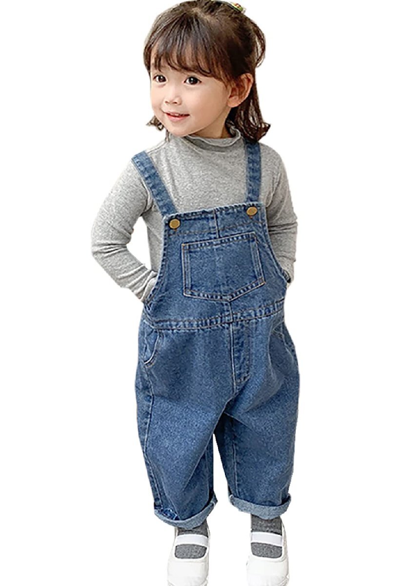 [RHOPEM] child clothes Kids overall girl Denim long pants man overall child jeans rompers all-in-one man 