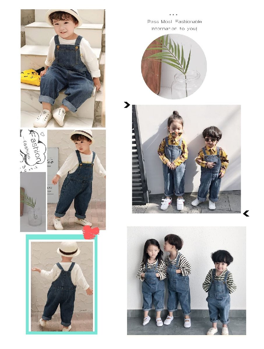 [RHOPEM] child clothes Kids overall girl Denim long pants man overall child jeans rompers all-in-one man 