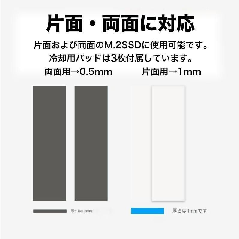【新品】M.2 SSD用(2280mm) 片面・両面対応 ヒートシンク　灰色