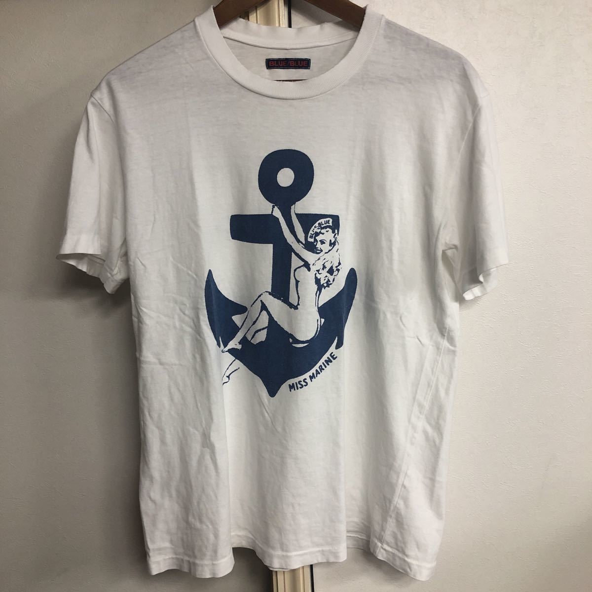 blue blue ピンナップガール Tシャツ サイズ2 HRM ハリウッドランチマーケット 海軍 ブルーブルー_画像1