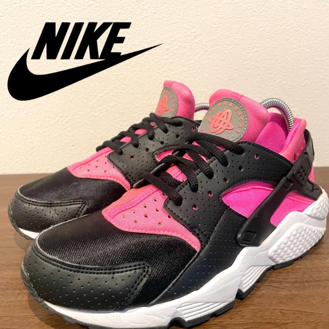 NIKE WMNS AIR HUARACHE RUN ナイキ エア ハラチ ラン ブラックピンク 634835-604 レディース ローカットスニーカー 24.5cm 美品_画像1