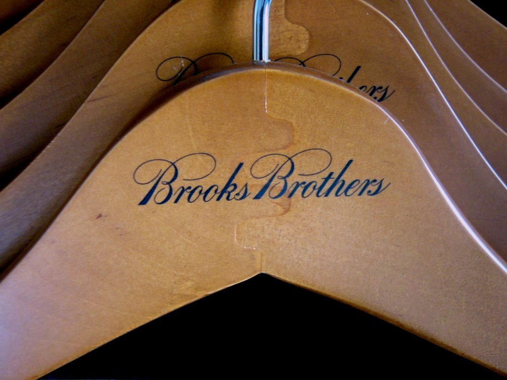 [ бесплатная доставка ] не использовался Brooks Brothers * легкий * из дерева вешалка ( контактный . дерево )* ширина примерно 43cm*10 шт. комплект 