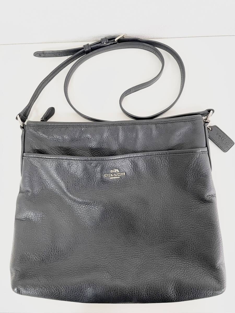 1円～☆【COACH ショルダーバッグ F37321 レザー】コーチ/斜めがけバッグ/ブラック/アウトレット/バッグチャーム/ブランドタグ ☆_画像1