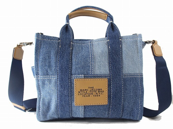 1円 未使用に近い マークジェイコブス MARC JACOBS ★ ２way トートバッグ ショルダーバッグ ★ パッチワーク デニム 9322の画像1