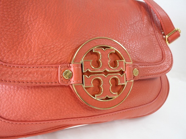 1円 美品 トリーバーチ TORY BURCH ★ 斜め掛け ショルダーバッグ ★ レザー だいだい 4768の画像3