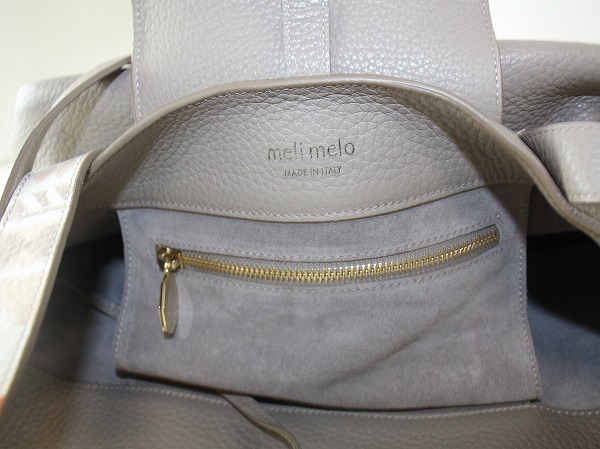 1円　美品　melimelo　メリメロ THELA　★　２way トートバッグ　ショルダーバッグ　グレージュ　レザー　イタリア製　8974