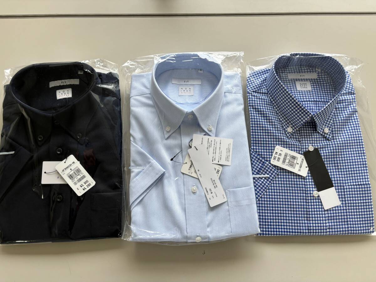 スーツセレクト 半袖 ワイシャツ ３枚 セット ＦＩＴモデル Ｍ サイズ 形状記憶 ノンアイロンの画像1