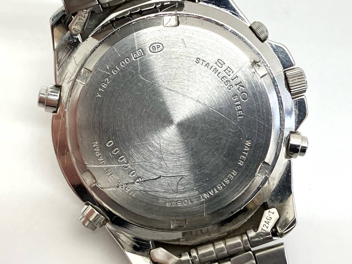 ☆SEIKO セイコー クロノグラフ Y182-6F00 クオーツ 腕時計 ブルー文字盤 通電動作未確認の画像6