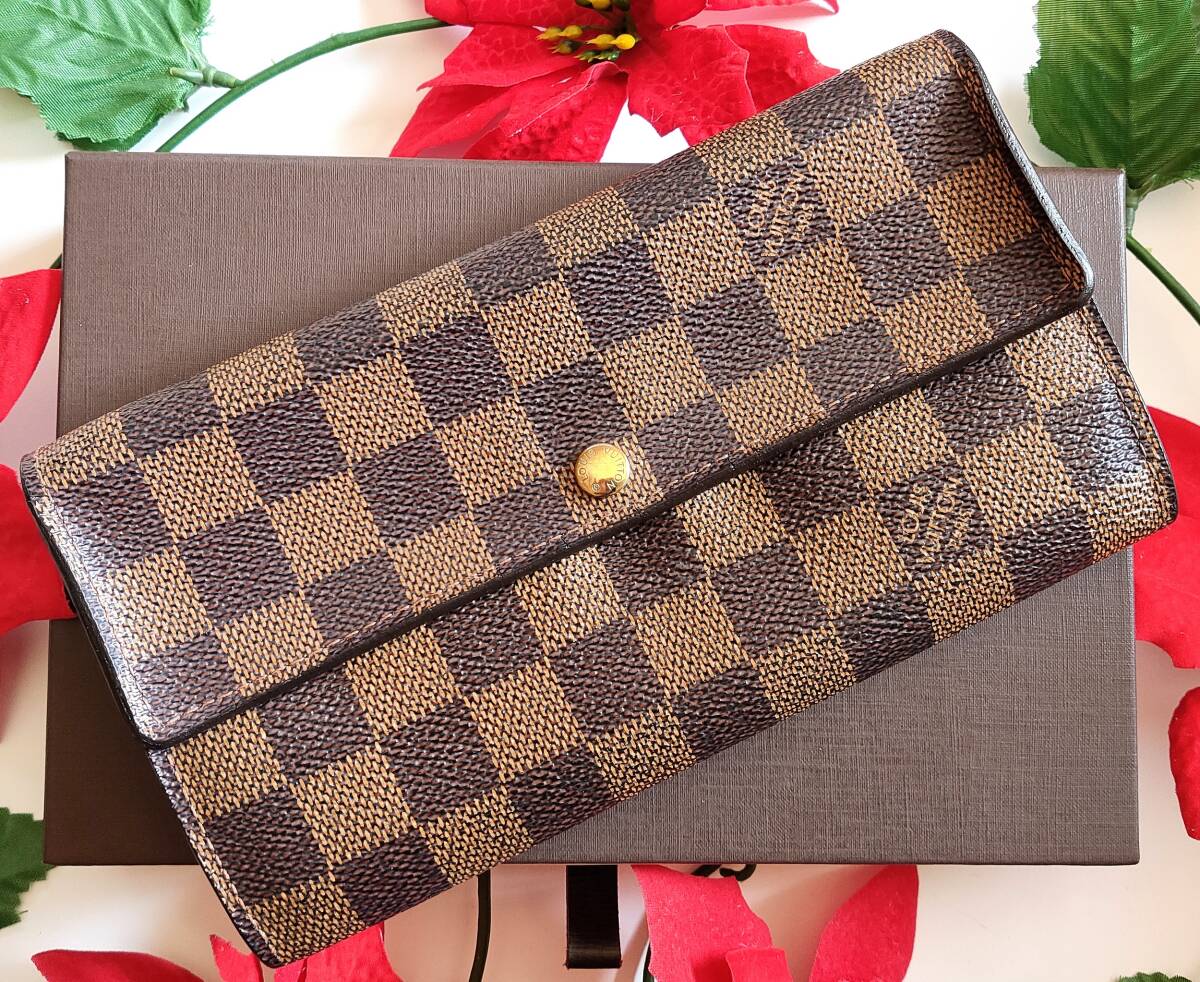 ★良品★ルイヴィトン ダミエ ポルトフォイユサラ 長財布 二つ折り ブラウン系 LOUISVUITTON★レディース/メンズ★送料無料★_画像1