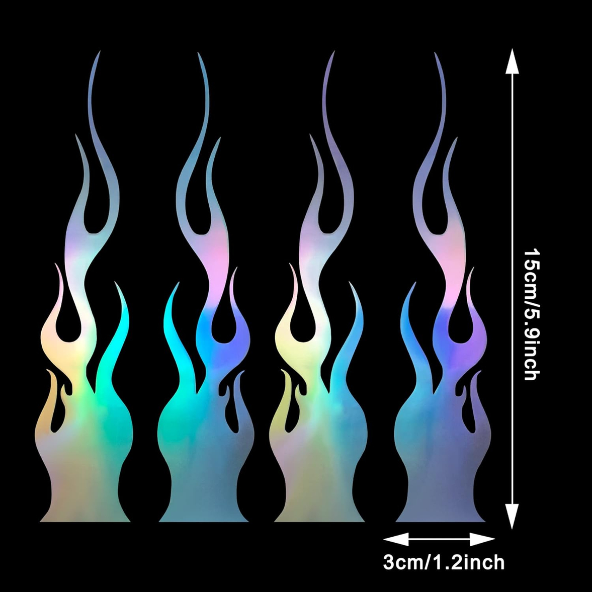炎反射ステッカー 車 ビニール レーシング スポーツ 炎 ストライプ デカール 4枚 15cm グラデーション 愛車をかわいくアレンジできます_画像6