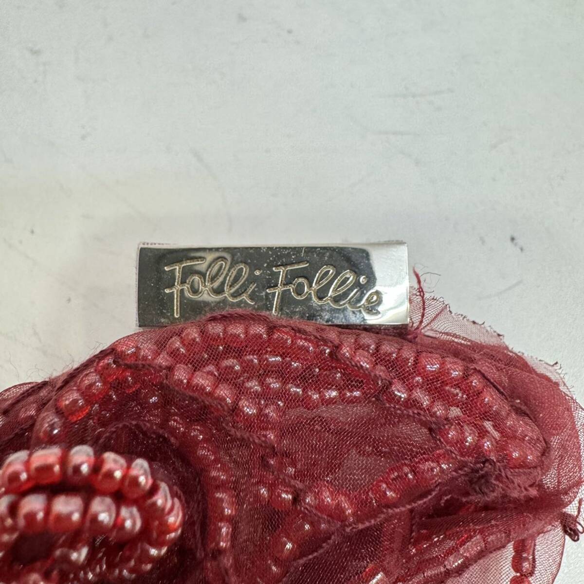 【TC0413】FolliFollie フォリフォリ ショルダーバッグ 赤 レッド ビーズ 薄型 レディース ブランド ミニ 小型 鞄 カバン かばんの画像8