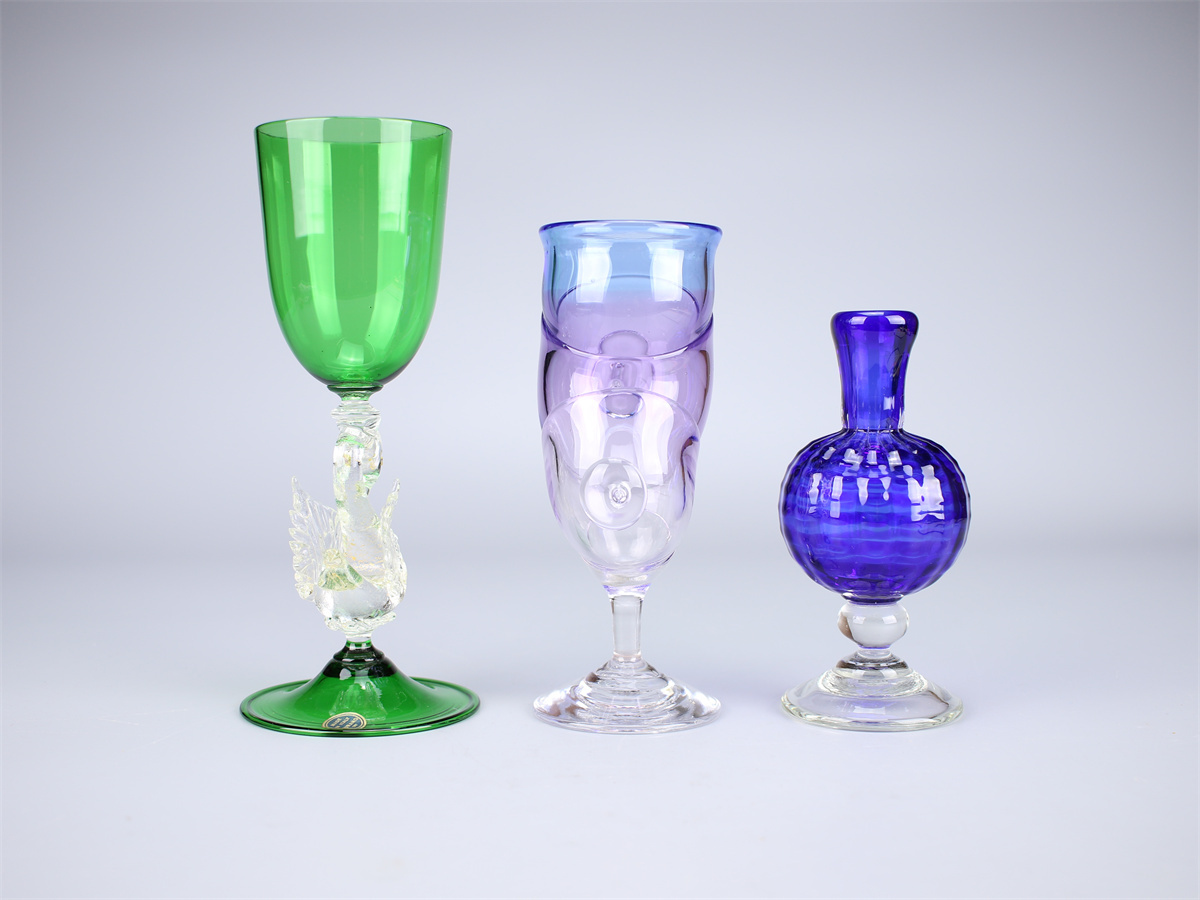 PA435 工芸ガラス 【ムラノ】 ベネチアガラス ワイングラス 花瓶 ３点 一括出品／美品！ｚ_画像5